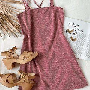 NEW! Lulu's Washed Burgundy Ribbed Strapp Dress XS